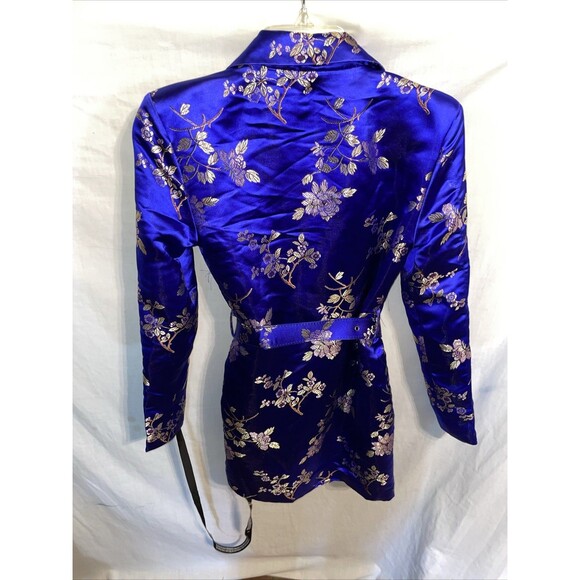 Pretty littleThing Women’s Oriental Dress Size 8 Blue Floral With Belt Going Out - Picture 8 of 12